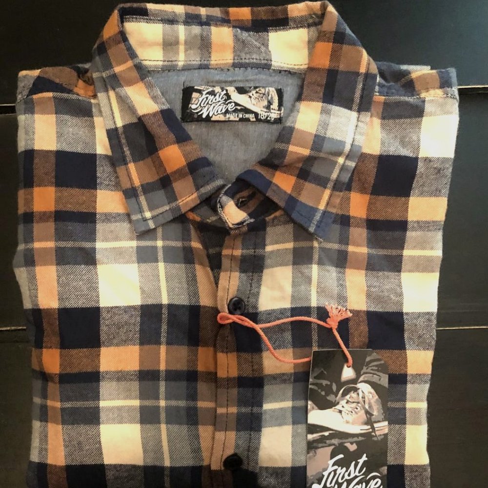 NWT First Wave Shirts, Plaid Yellow, 18/20